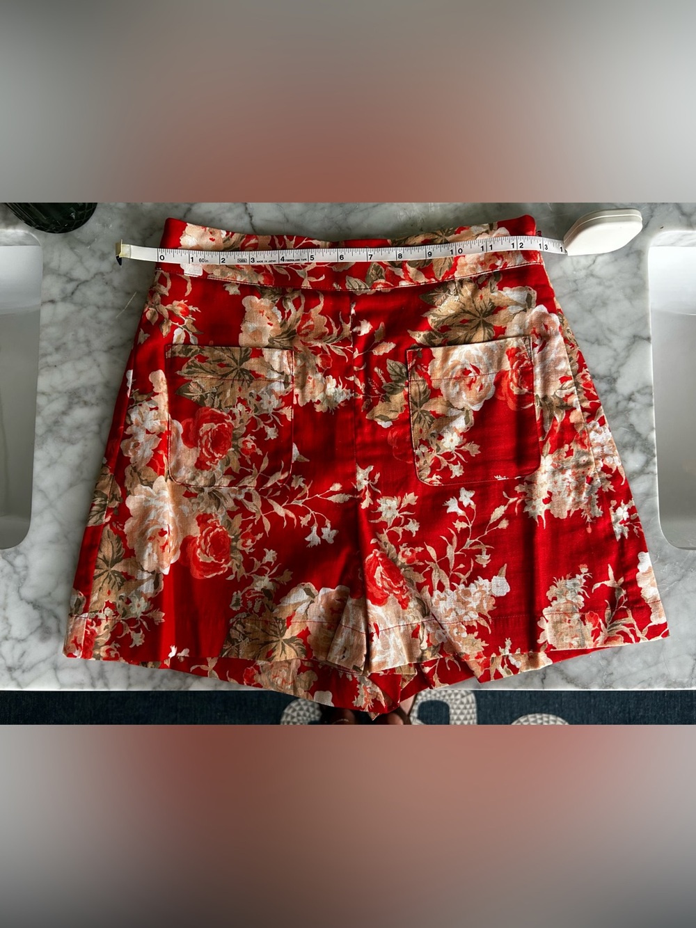 Sézane Kenny Floral Red Women's Shorts with Pockets
